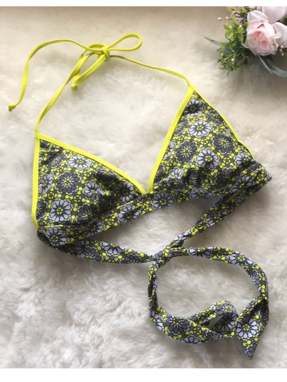 Yellow & gray Converse One star bikini top sz S